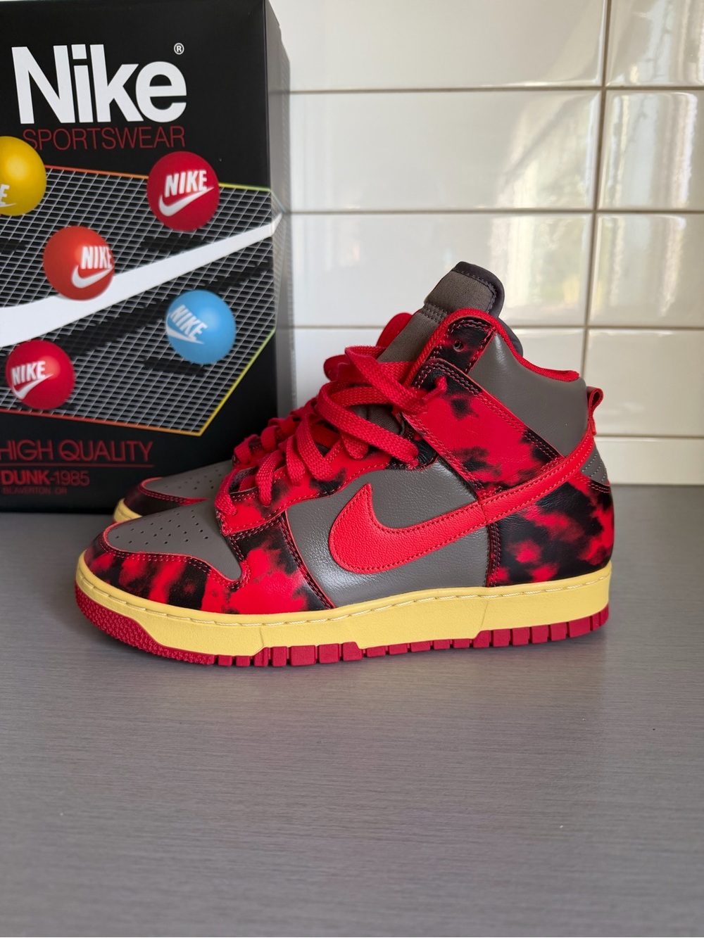 Nike Dunk High 1985 "Red Acid Wash" Sneakers